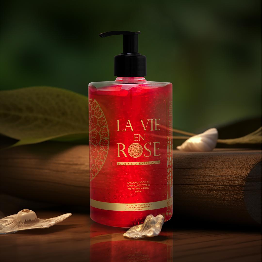 ΑΛΚΟΟΛΟΥΧΟΣ ΓΕΛΗ ΚΑΘΑΡΙΣΜΟΥ ΧΕΡΙΩΝ ΜΕ ΑΡΩΜΑ JASMINE 500 ml La Vie En Rose