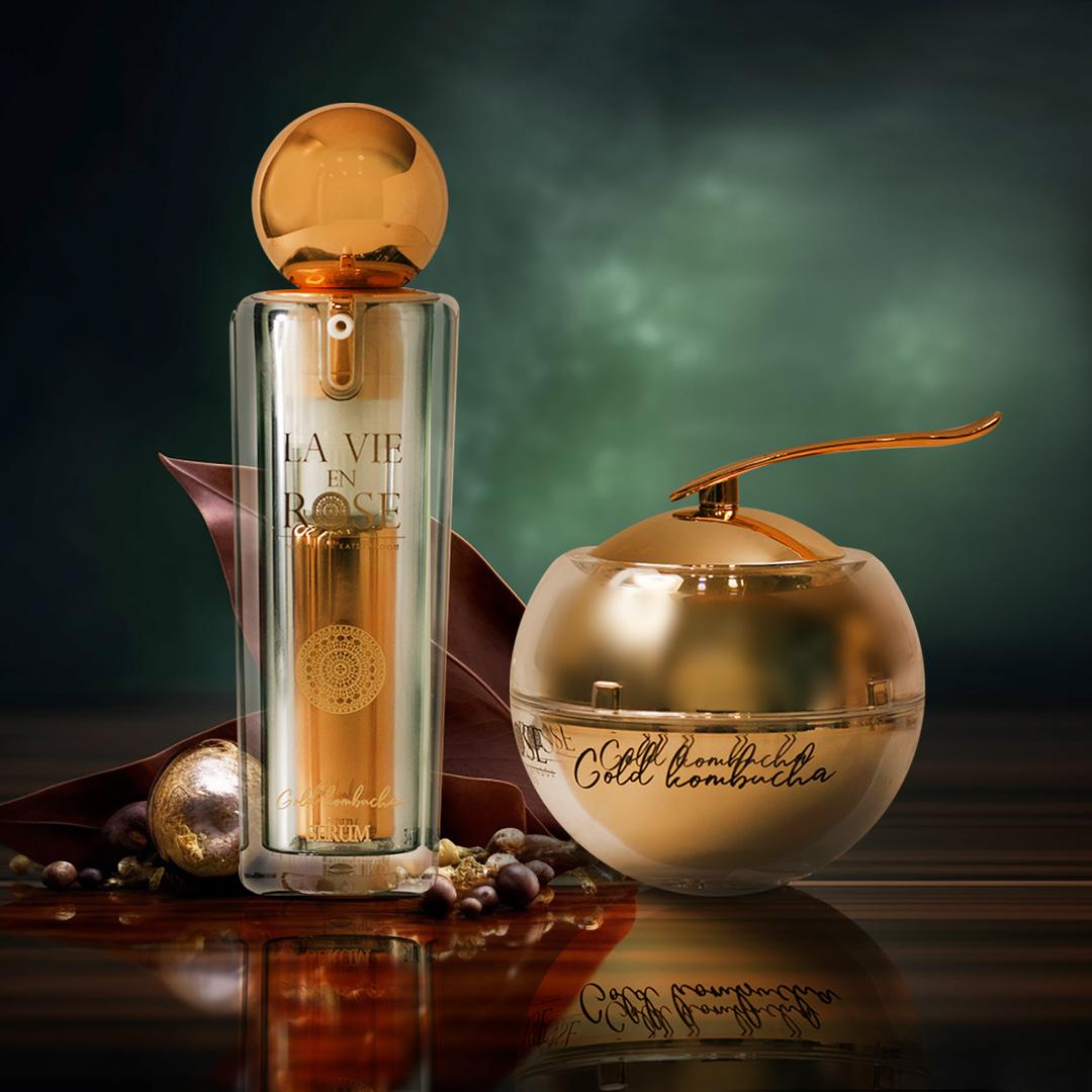 Gold Kombucha set | La vie en Rose | Gold kombucha serum and cream